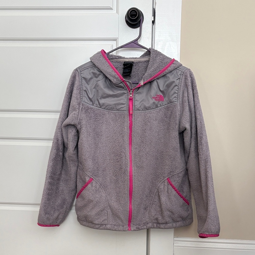 The North Face Gray Jacket with Pink Trim